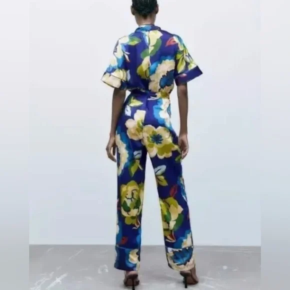 ZARA FLORAL PRINT JUMPSUIT XS NWT - Picture 2 of 11